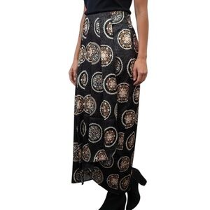 Joie Black Skirt with Gold Accents Pleating Detail Size XS Extra Small to Small